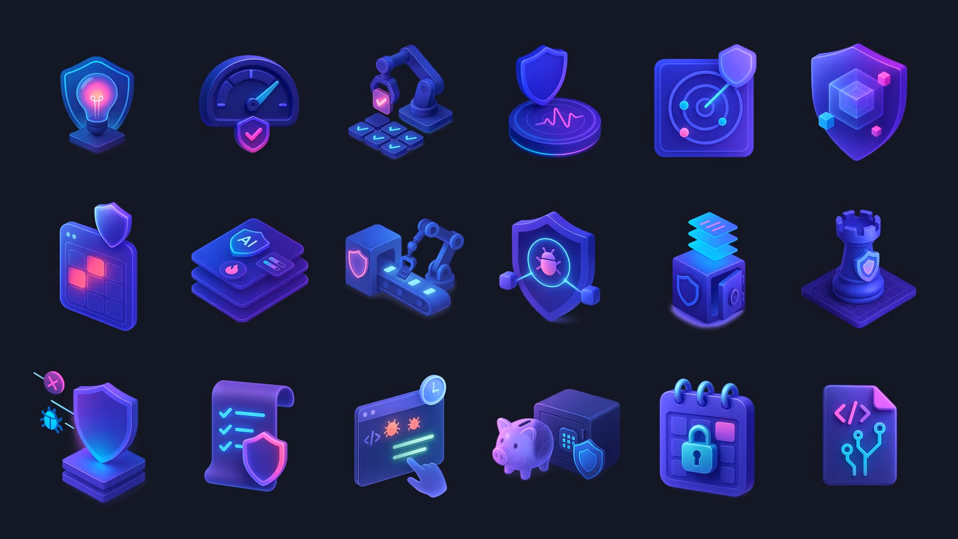 Checkmarx campaign — a grid of cybersecurity 3D icons generated in the brand's defined visual style