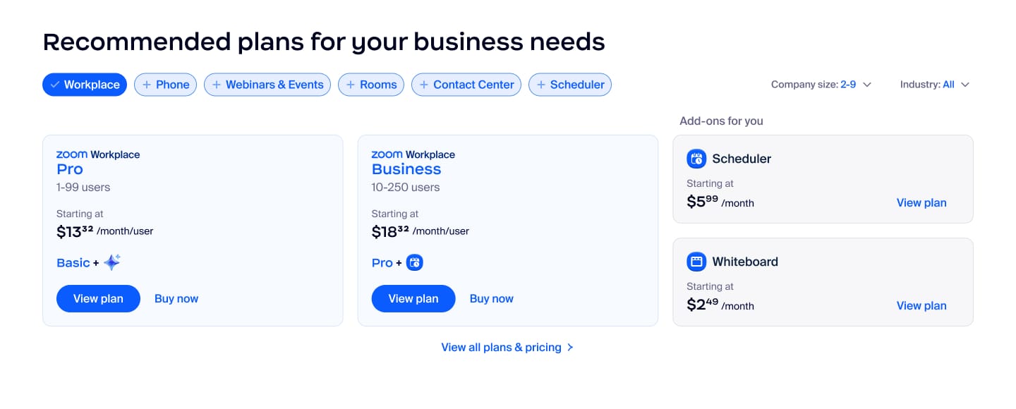 Configurable pricing — SMB default state