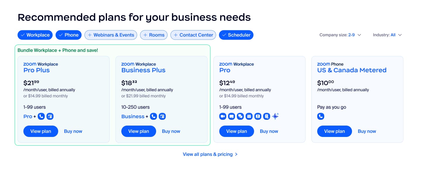 Configurable pricing — SMB multiple products state